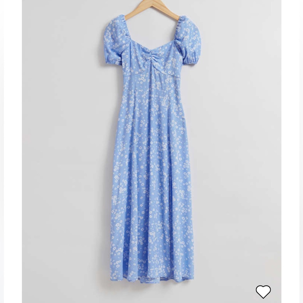 And Other Stories Blue floral midi dress with slit